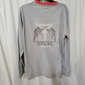 Y2K Vtg Tommy Bahama womens‎ Long Sleeve T Shirt Fish With Martini Glass Sz M